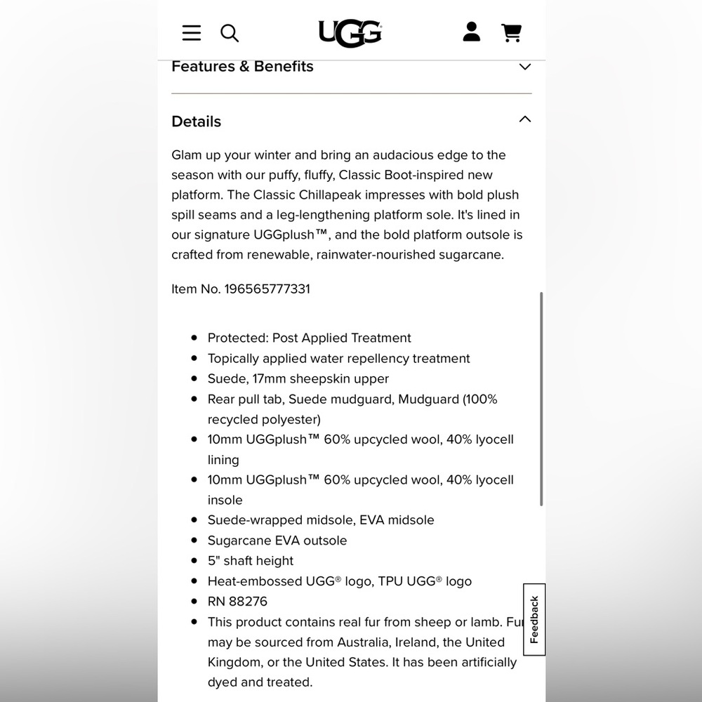 UGG® Classic Chillapeak Genuine Shearling
Trimmed Boot - Picture 11 of 16